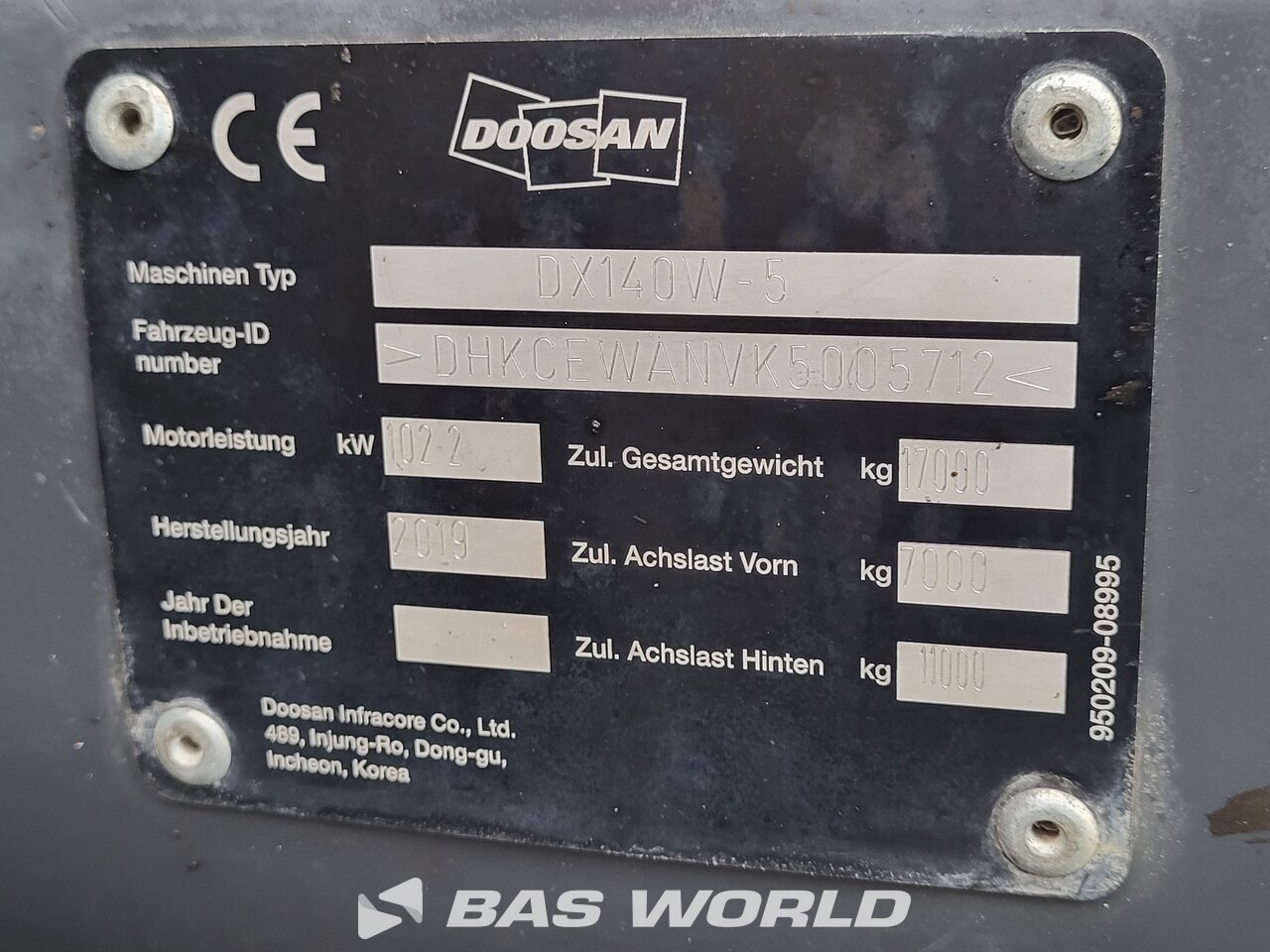 Other : Doosan DX140 W-5 Pelle sur pneus