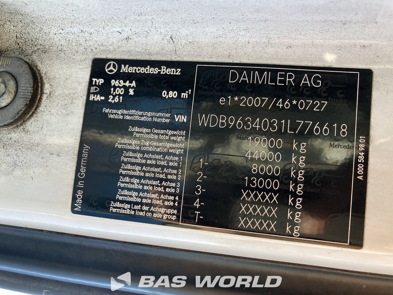Other : Mercedes Actros 1945 4X2 Tracteur routier