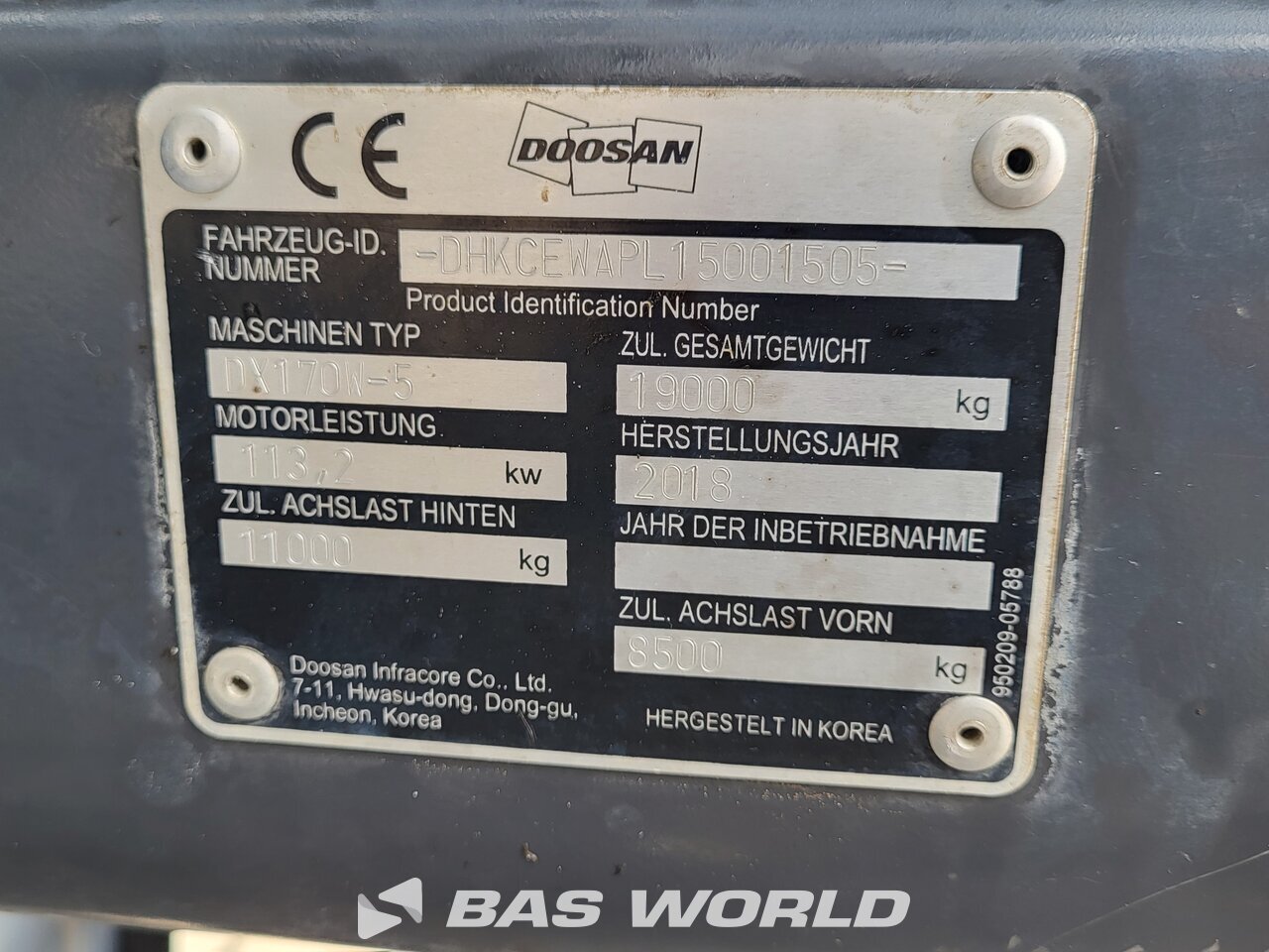 Other : Doosan DX170 W-5 Pelle sur pneus