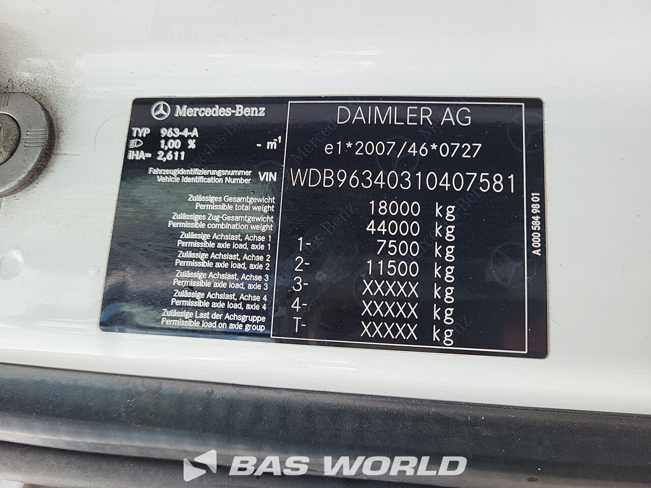 Other : Mercedes Actros 1843 4X2 Tracteur routier