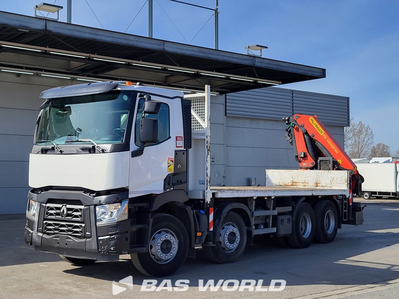 Front left : Renault C 430 8X4 Eebrun Camion plateaux