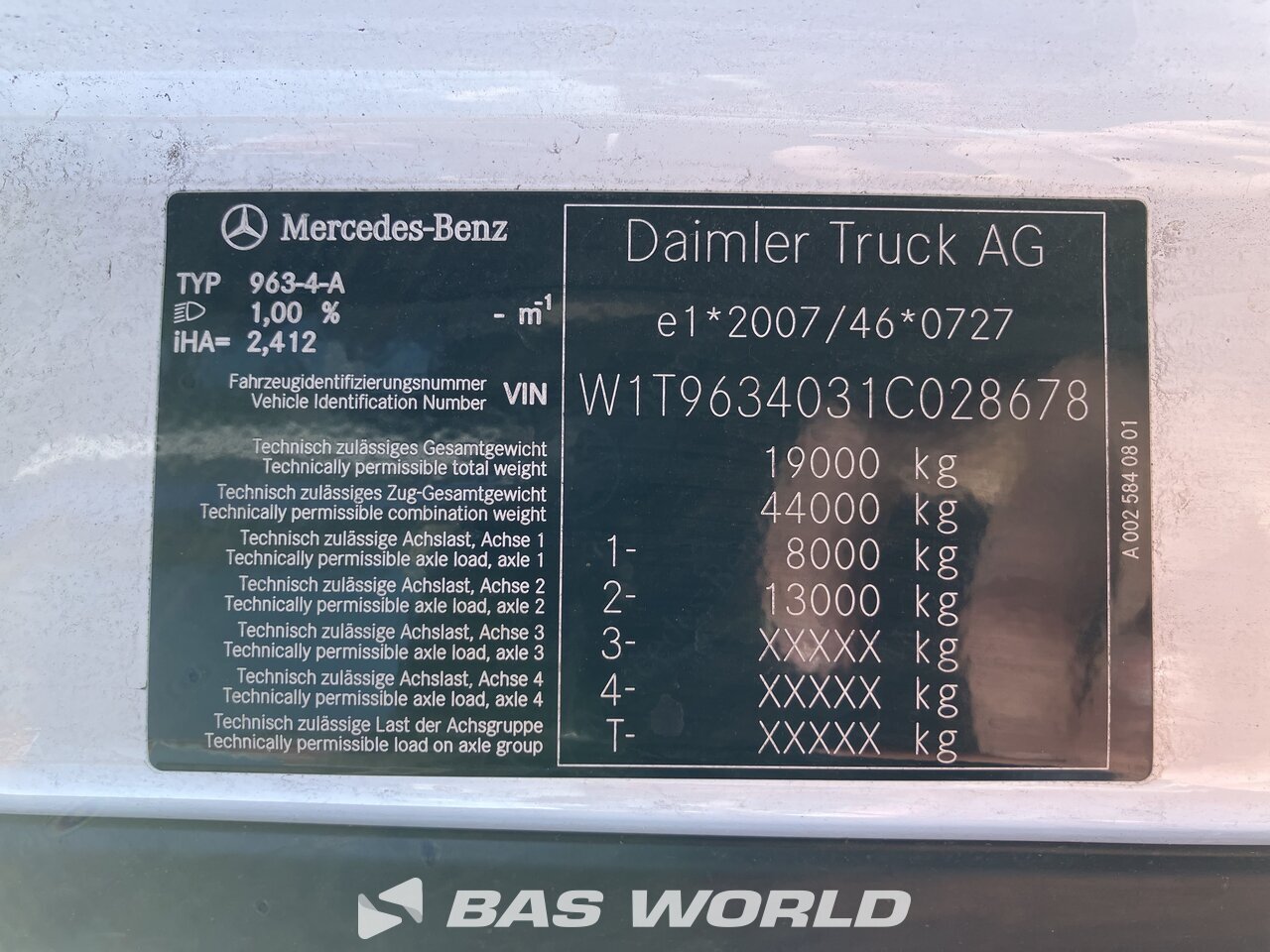 Other : Mercedes Actros 1945 4X2 Tracteur routier