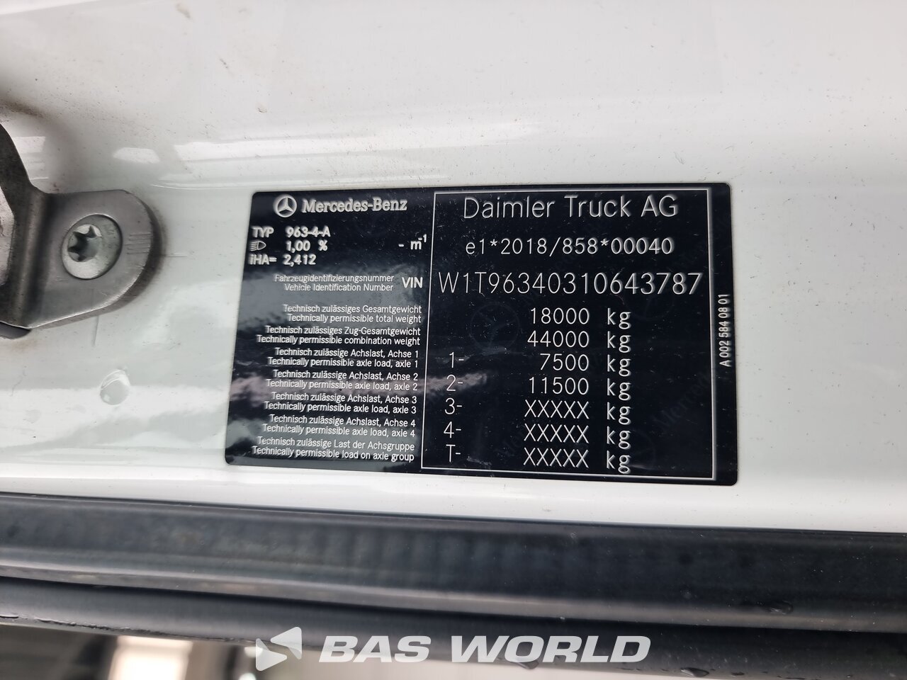 Other : Mercedes Actros 1851 4X2 Tracteur routier