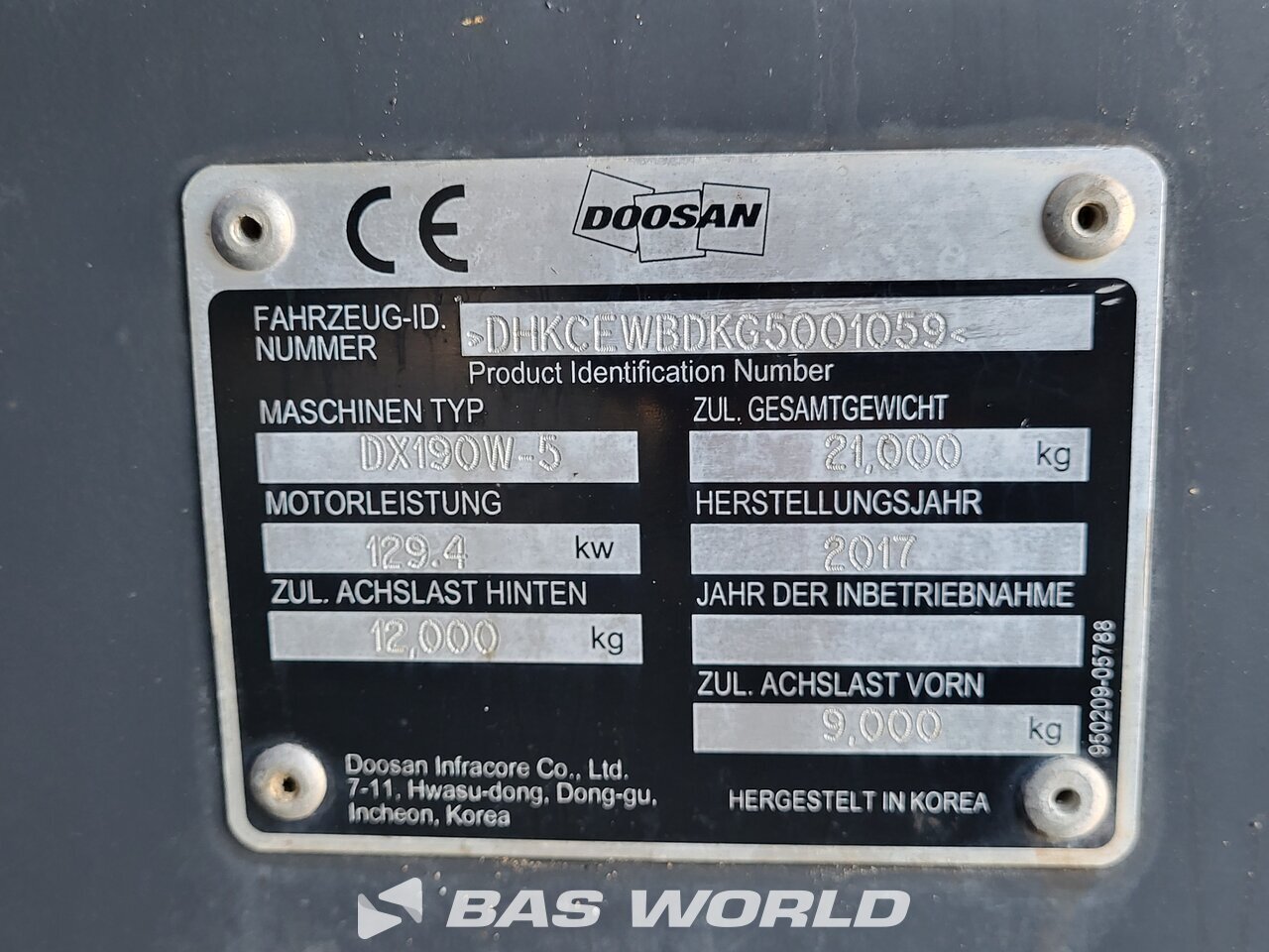 Other : Doosan DX190W-5 Pelle sur pneus