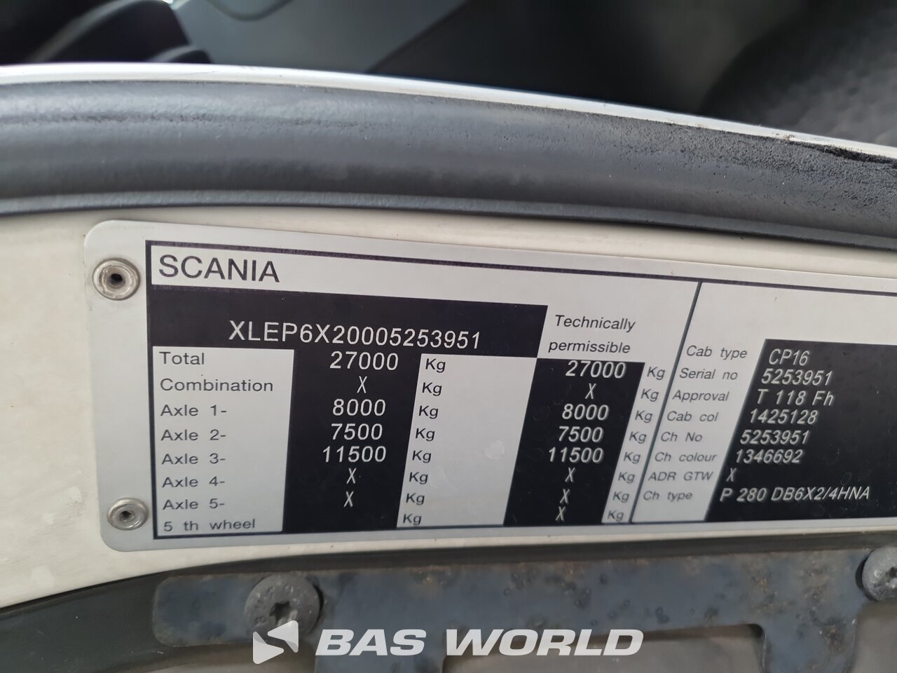Other : Scania P280 6X2 VDK Pusher2000 CB011 Eurolift Camion d'ordures