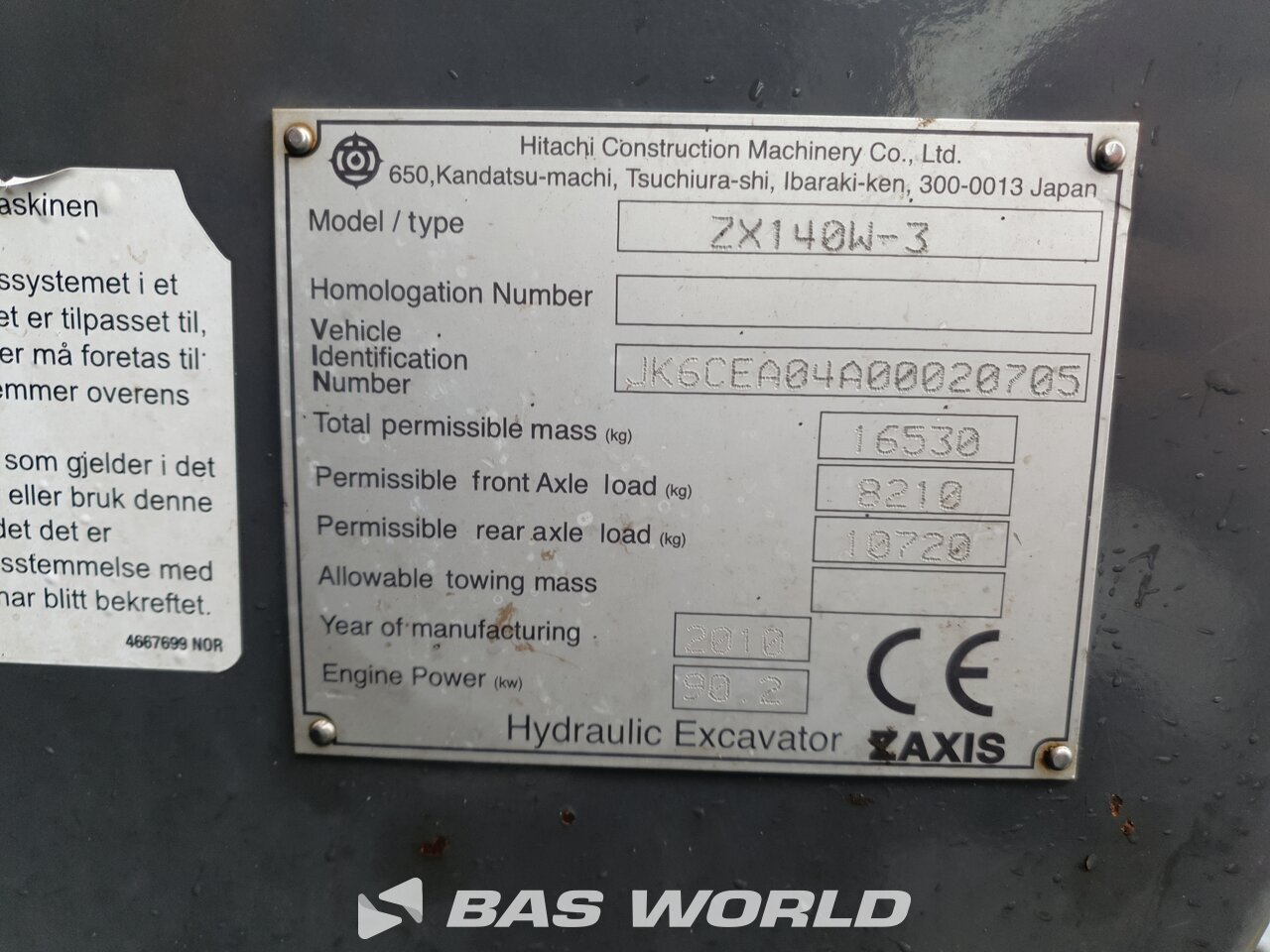 Other : Hitachi ZX140W -3 Pelle sur pneus