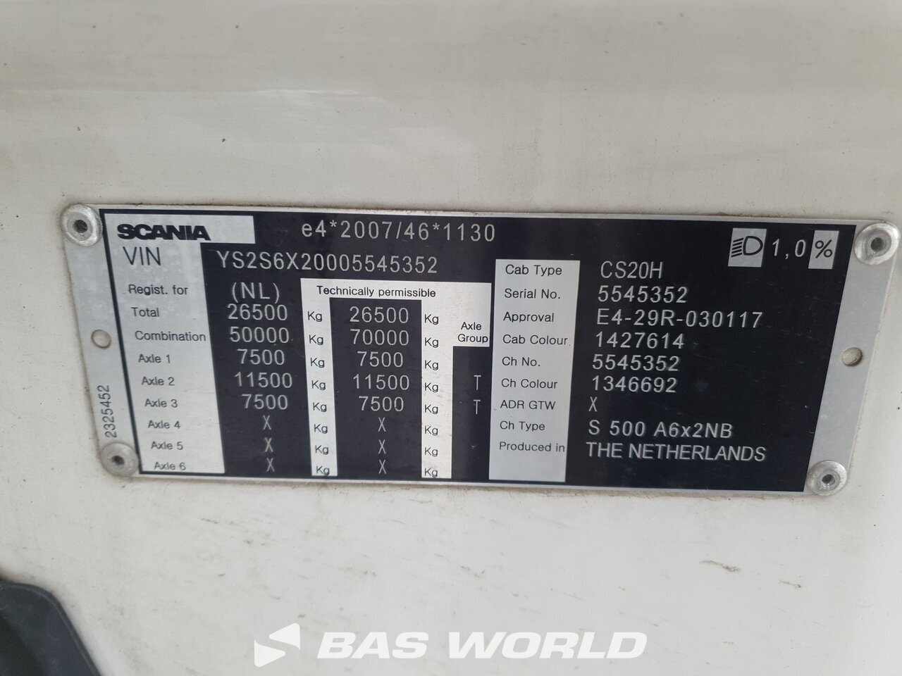 Other : Scania S500 6X2 Tracteur routier