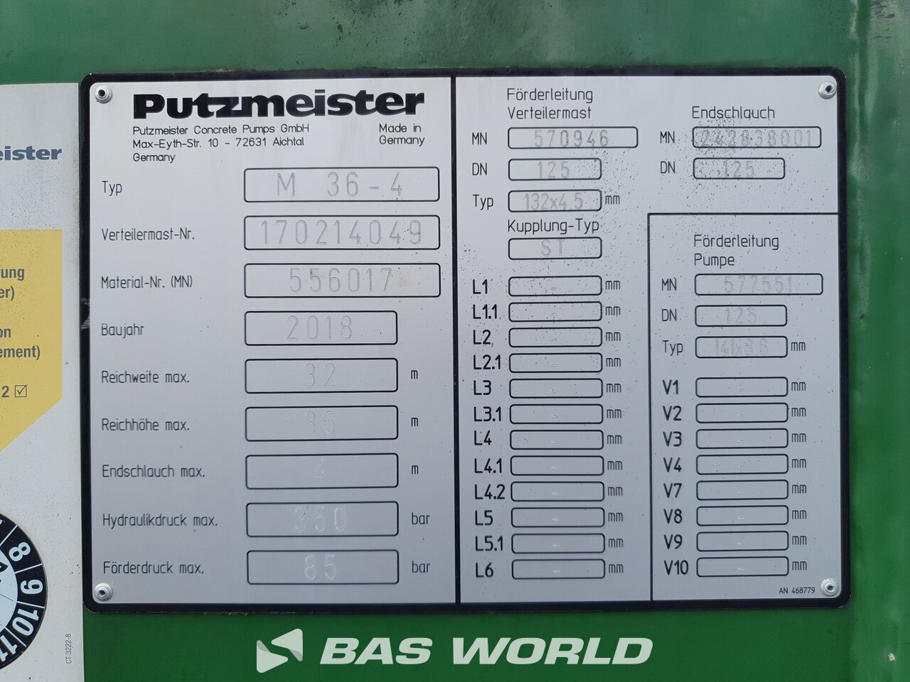 Other : MAN TGS 37.460 8X4 Putzmeister Type: M36-4 Pompe à béton