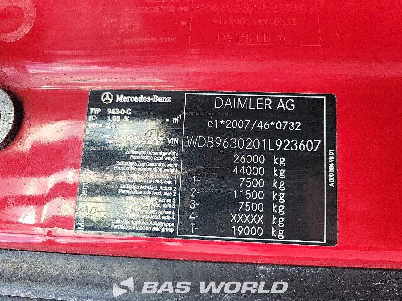 Other : Mercedes Actros 2548 6X2 Châssis camion