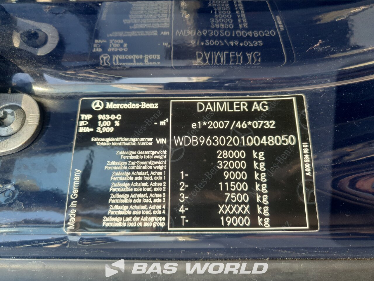 Other : Mercedes Antos 2835 6X2 Wema Carrosserie Camion rideaux coulissants