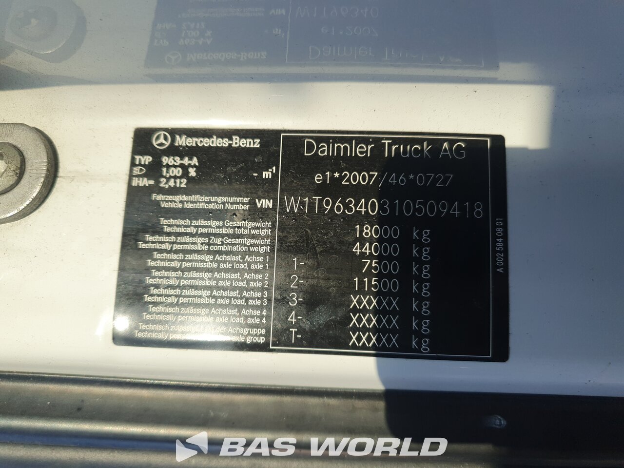 Other : Mercedes Actros 1845 4X2 Tracteur routier