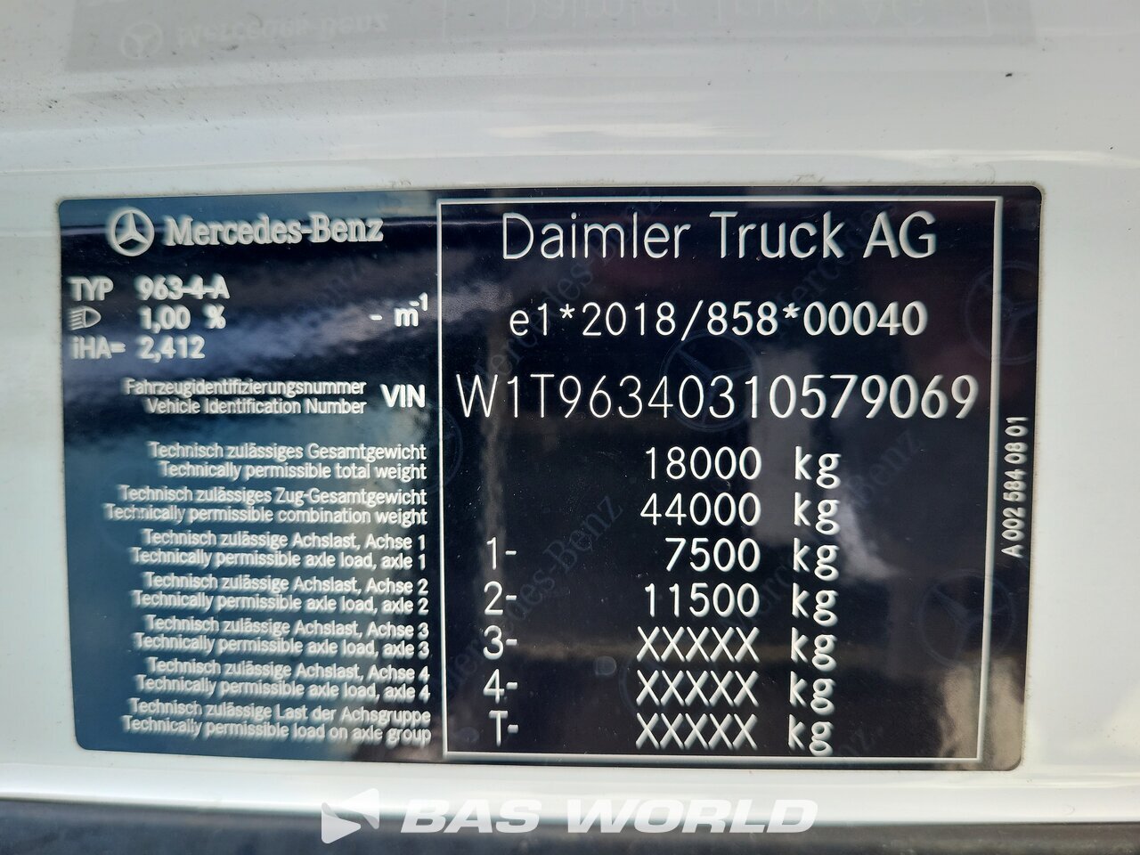 Other : Mercedes Actros L 1845 4X2 Tracteur routier