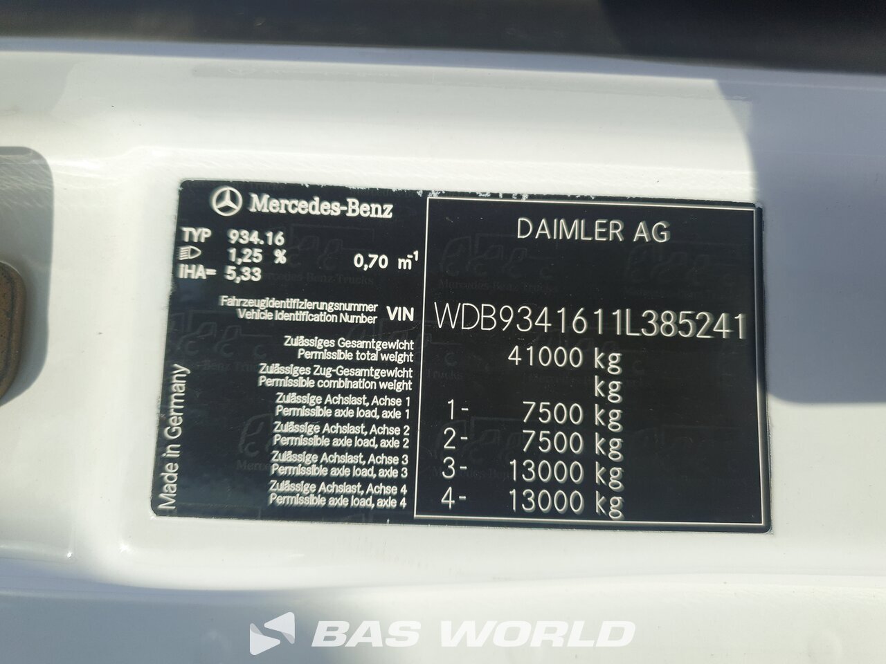 Other : Mercedes Actros 4160 8X4 Tracteur routier
