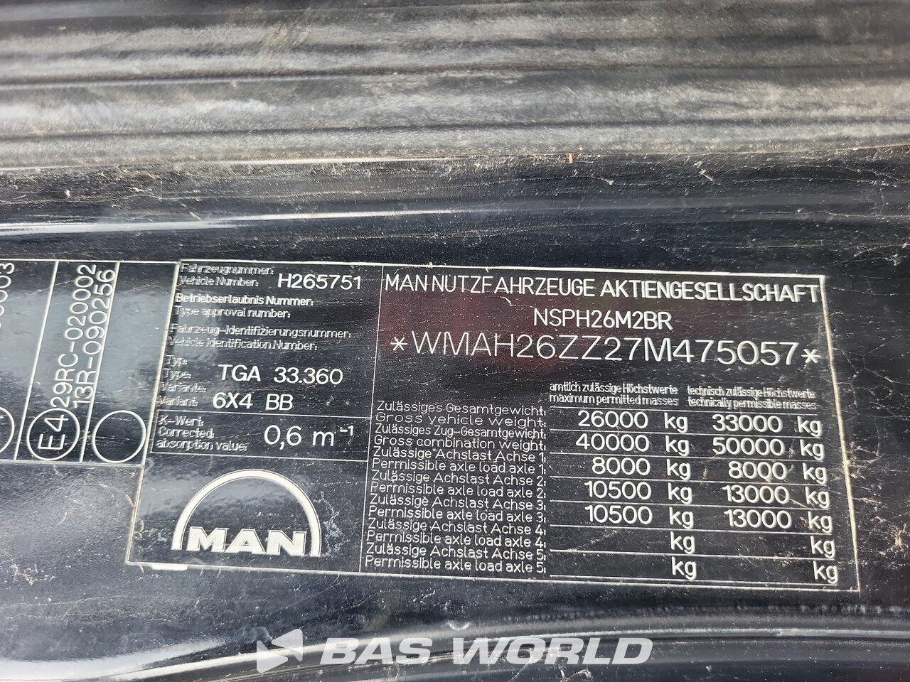 Other : MAN TGA 33.360 Kipper Lkw