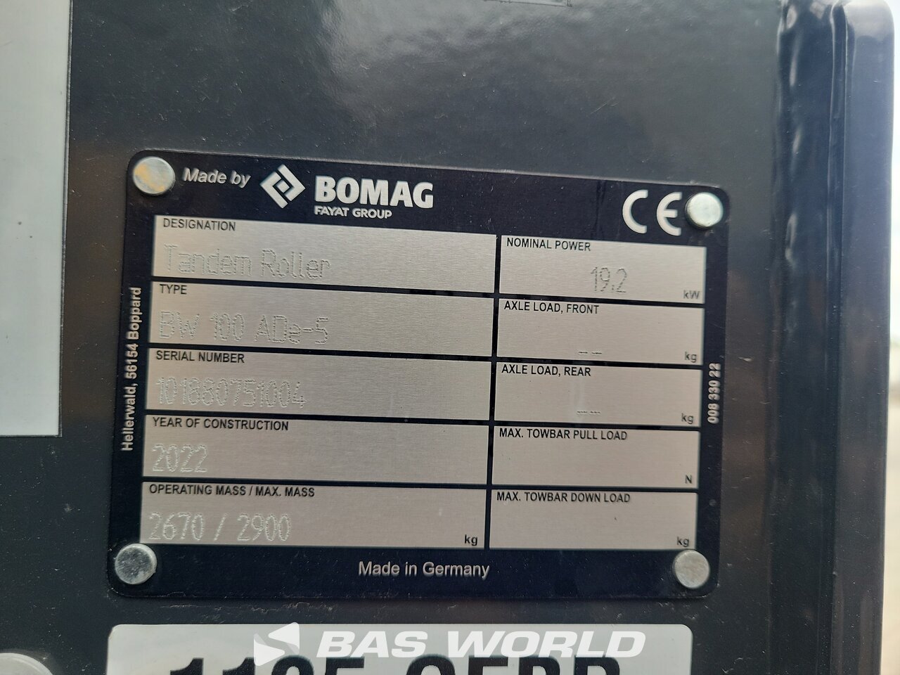 Other : Bomag BW100 ADe-5 مدحلة ثنائية الاسطوانة