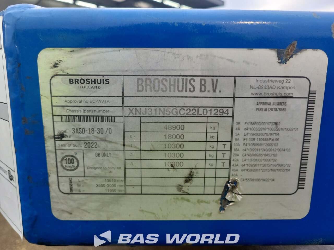 Other : Broshuis 3ASD-18-30/0 Semirimorchio pianale ribassato
