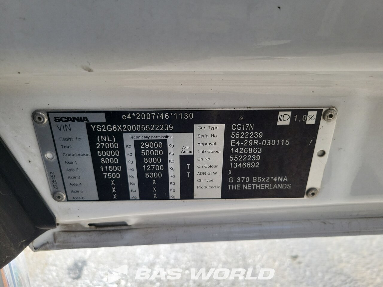 Other : Scania G 370 šasija kamiona