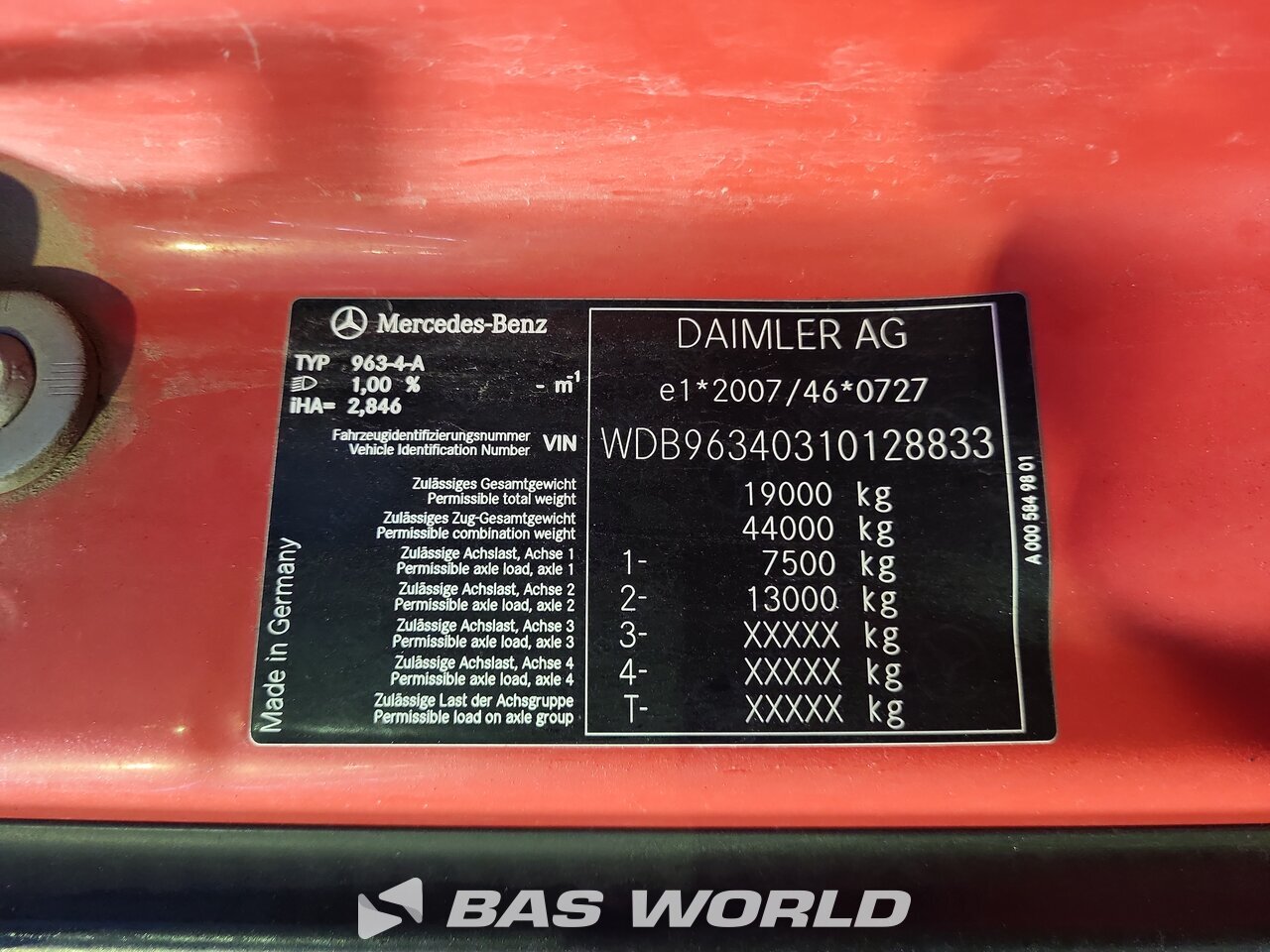Other : Mercedes Actros 1846 Cap tractor