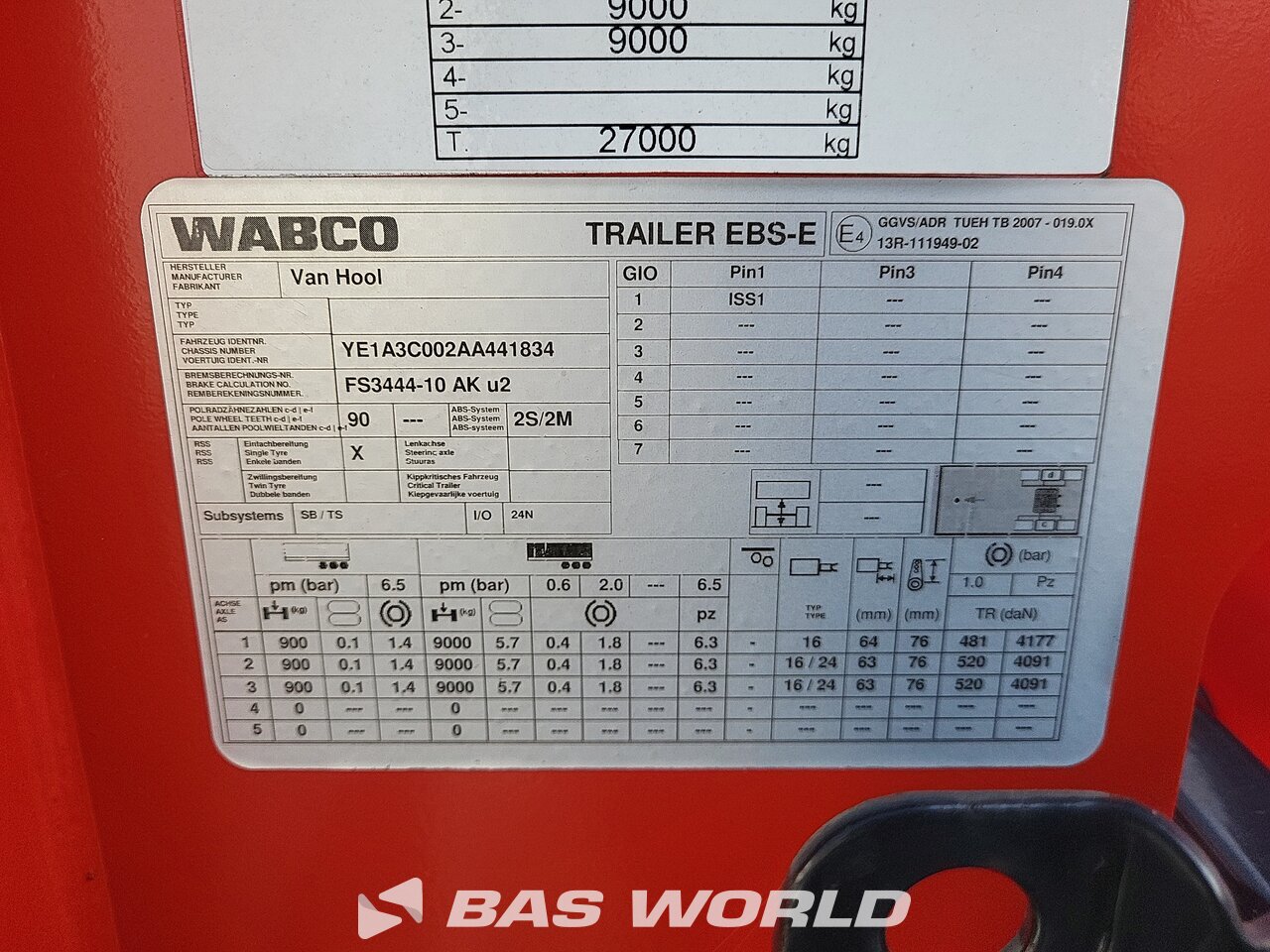 Other : Van Hool Konttialustan puoliperävaunu