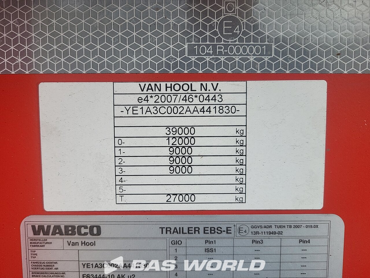 Other : Van Hool S/00417 Konttialustan puoliperävaunu