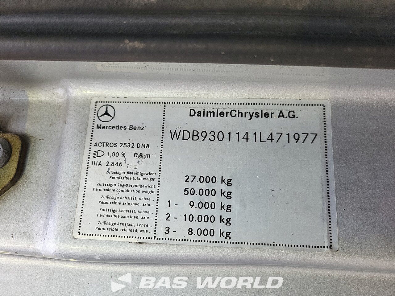 Other : Mercedes Actros 2532 شاحنة ذات خطاف