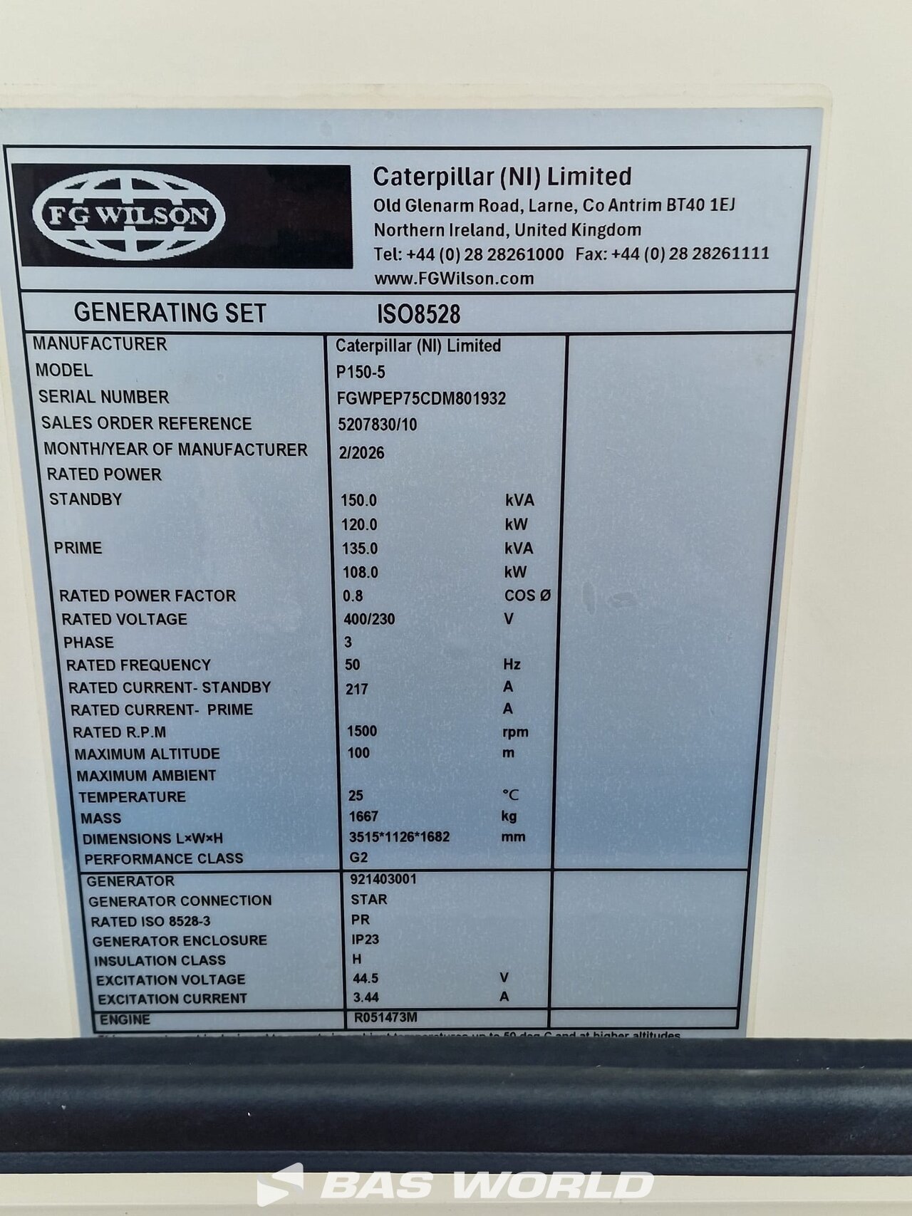 Other : FG Wilson P150-5 Annen generator